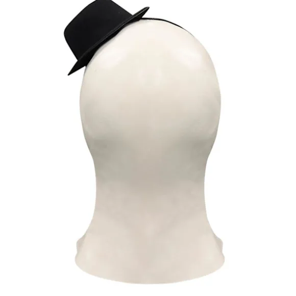 Klovnemaske Ond Blodig Mund med Sort Hat Uhyggelig Morder Joker Maske Halloween Cosplay Kostumefest Rekvisitter(Hvid)
