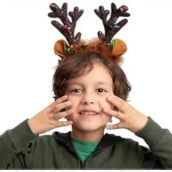 Kongque - 2 stk. Lysende Pandebånd med LED, Julepandebånd til Juletilbehør og Festfavoritter (One Size Fits All)