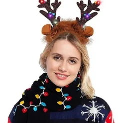 Kongque - 2 stk. Lysende Pandebånd med LED, Julepandebånd til Juletilbehør og Festfavoritter (One Size Fits All)