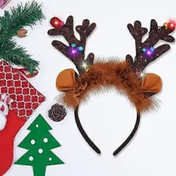 Kongque - 2 stk. Lysende Pandebånd med LED, Julepandebånd til Juletilbehør og Festfavoritter (One Size Fits All)