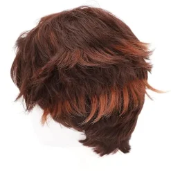 Kort, brun, syntetisk herreparyk til cosplay
