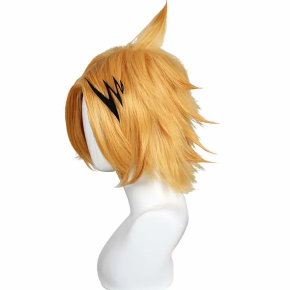 Kort gul anime cosplay paryk (gul med hårnål), Cosplay paryk til Halloween, CJY