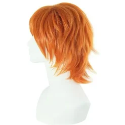 Kort orange paryk til mænd, festkjole, almægtig kostume, cosplay-parykker 2025:e