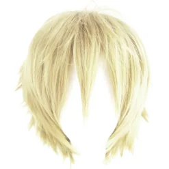 Kort Paryk Anime Cosplay Hårstykke Til Mænd Af Højtemperaturfiber Med Justerbar Størrelse Light Golden