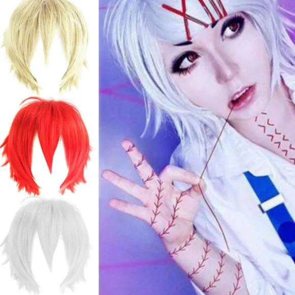Kort Paryk Anime Cosplay Hårstykke Til Mænd Af Højtemperaturfiber Med Justerbar Størrelse Light Golden