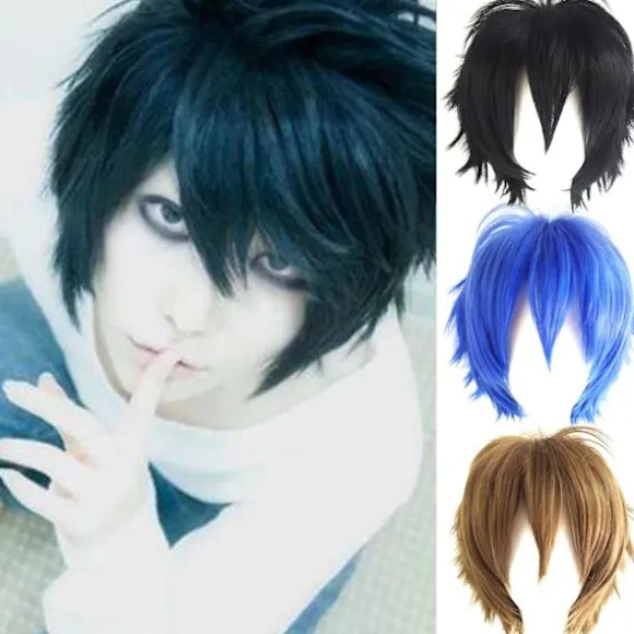 Kort Paryk Anime Cosplay Hårstykke Til Mænd Af Højtemperaturfiber Med Justerbar Størrelse Light Golden