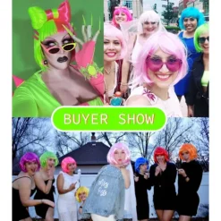 Korte bob parykker neon party parykker