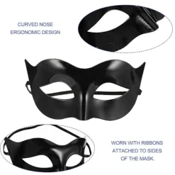 Kostumer Mænd Sort Venetiansk Maskerade Maske Tøj Mænd Sort Halvmaske Maskerade Herre Maskerade Maske Sort