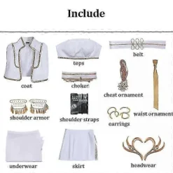 Kpop Cosplay Kostume Paryk Kvinder Piger Hvidt Læderdragt Halloween Karneval Fest Comic-con Rollespils Outfit Child 140