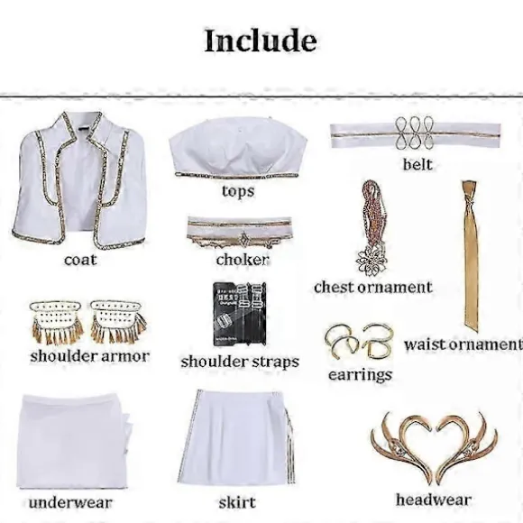 Kpop Cosplay Kostume Paryk Kvinder Piger Hvidt Læderdragt Halloween Karneval Fest Comic-con Rollespils Outfit Child 140