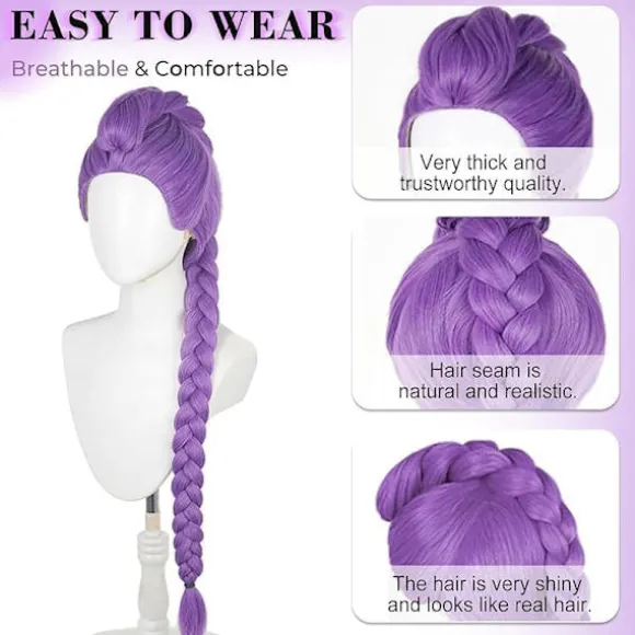 K-Pop Demon Hunters Kostume Sten Paryk Mira Zoe Realistisk Anime Cosplay Lilla Sten Purple Rumi