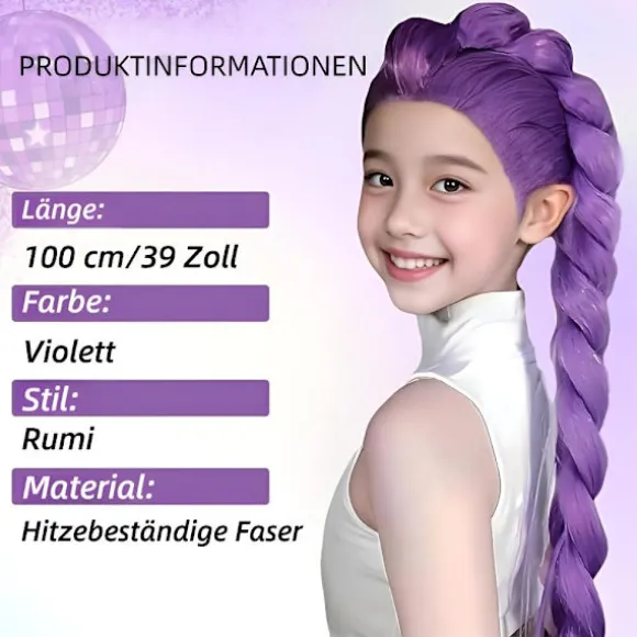 K-Pop Demon Hunters Kostume Sten Paryk Mira Zoe Realistisk Anime Cosplay Lilla Sten Purple Rumi