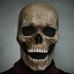 Kranie Maske med Bevægelig Kæbe, Halloween Kranie Maske Voksen Hele Hovedet Realistisk Latex Hjelm, Skræmmende Skelet Hovedbeklædning