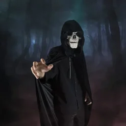 Kranie maske til mænd, kranie maske til voksne, uhyggelig maske med bevægelig kæbe, dekoration, kranie maske (grå)