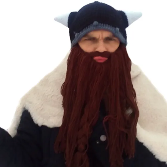 Kreativ Barbarisk Strikket Skæghat Sjov Strikket Hat Paryk Beanie Hat