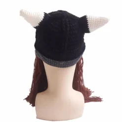 Kreativ Barbarisk Strikket Skæghat Sjov Strikket Hat Paryk Beanie Hat