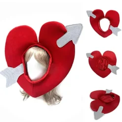 Kærlighedshjerte Hovedbeklædning Hat til Voksen 3D Amor Pile Hjerte Hat til Halloween Dag Festival Fejring Maskeradehovedbeklædning Red