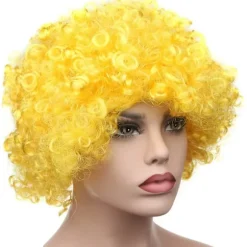 Krøllet Afro Paryk Fancy Dress Funky Paryk Diskotek Klovn Til Mænd Og Kvinder Fodbold Crday Gave