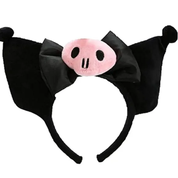 Kuromi hårklip øre pandebånd, plysj pandebånd Anime Cosplay hovedbeklædning tilbehør til piger sort