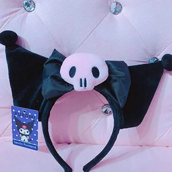 Kuromi hårklip øre pandebånd, plysj pandebånd Anime Cosplay hovedbeklædning tilbehør til piger sort