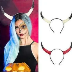 Kvæg Hårbøjler Festlige Fotorekvisitter Halloween Horn Hårbøjler Party Hovedbeklædning Sjove Hårbøjler til Musikfestivaler Rød Red