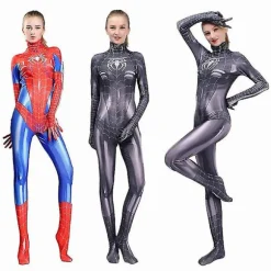 Kvindelig Spiderman Superhelt Sexet Jumpsuit Kostume Pige Cosplay Outfit Rød Red XL