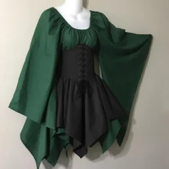 Kvinder Elver Cosplay Middelalderlige Kostumer Renæssance Viktoriansk Gotisk Dronning Kjoler med Korset Halloween Elver Performance Tøj One wig-FF- One wig 4XL | Fyndiq