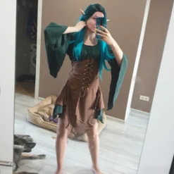 Kvinder Elver Cosplay Middelalderlige Kostumer Renæssance Viktoriansk Gotisk Dronning Kjoler med Korset Halloween Elver Performance Tøj One wig-FA- One wig S | Fyndiq
