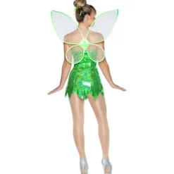 Kvindes Elver Tinker Bell Kostume Kjole Grøn Alver Cosplay Kjole med Grønne Vinger Mørkegrøn Dark green M
