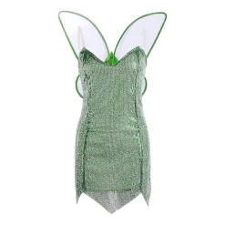 Kvindes Elver Tinker Bell Kostume Kjole Grøn Alver Cosplay Kjole med Grønne Vinger Mørkegrøn Dark green M