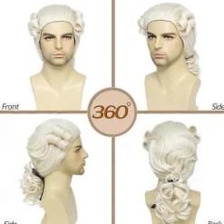 Lang Bølget Beige Paryk Washington Halloween Kostume Cosplay Paryk
