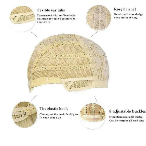 Lang Bølget Beige Paryk Washington Halloween Kostume Cosplay Paryk