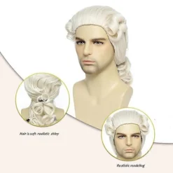 Lang Bølget Beige Paryk Washington Halloween Kostume Cosplay Paryk