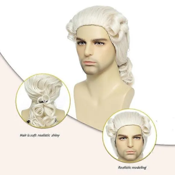 Lang Bølget Beige Paryk Washington Halloween Kostume Cosplay Paryk