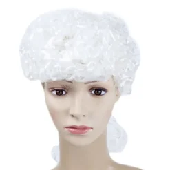 Lang Cosplay Advokat Paryk til Børn, Voksne, Krøllet Gentleman Paryk Hvid Gentleman Advokat Paryk til Halloween Fest Udklædning White