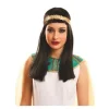 Lang hårry - Egyptisk - Sort - Glat syntetisk hår - Kort pandehår - Hovedbånd med gyldne perler