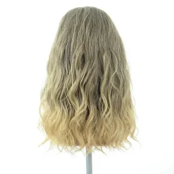 Lang Krøllet Blond Brun Herre Paryk Med Overskæg Halloween Cosplay Kostume Fest Paryk