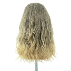 Lang krøllet blond brun herreparyk med overskæg Halloween Cosplay Kostumefest Paryk