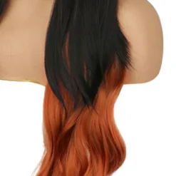 Lang, krøllet orange paryk til kvinder til cosplay-fester