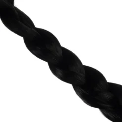 Lang paryk med fletninger syntetisk hår sort 55 cm, hovedomkreds 52,7–57,3