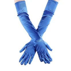 Lange satinhandsker til kvinder, bryllupshandsker, scenehandsker, dansehandsker, satinhandsker, bankethandsker, gallahandsker, kongeblå Royal Blue
