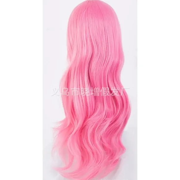Langt krøllet hår ender kostume cosplay paryk 70CM langt bølget hår sæt paryk Cos Anime paryk (Pink)