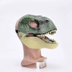 Latex Dinosaurmaske med Øjnefangende Åbning og Bevægelig Kæbe