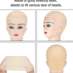 Latex Skaldepander til Voksne - 4 stk. Realistisk Skaldet Hoved Paryk Hætte til Kostume & Makeup