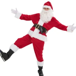 [LCS] Julemandsdragt 7 dele komplet julekostume til voksne Cosplay Julemandsdragt plus julemand xl puls (170-180cm) 170-180cm