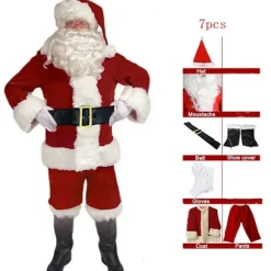 [LCS] Julemandsdragt 7 dele komplet julekostume til voksne Cosplay Julemandsdragt plus julemand xl puls (170-180cm) 170-180cm