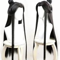 [LCS] Xie Lian Cosplay Paryk Heaven Fors Blessing Cosplay Tian Guan Ci Fu Cosplay Sort Varmebestandig Syntetisk Hår Parykker + Parykhætte One Size