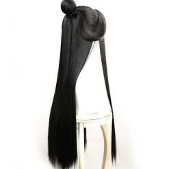 [LCS] Xie Lian Cosplay Paryk Heaven Fors Blessing Cosplay Tian Guan Ci Fu Cosplay Sort Varmebestandig Syntetisk Hår Parykker + Parykhætte One Size