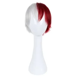 [LCS]AVEKI Anime My Hero Academia Todoroki Shoto Cosplay Flerfarvet Kostumeparyk, med Pandehår Inkluderet Varmebestandig Til Voksne, Rød-485