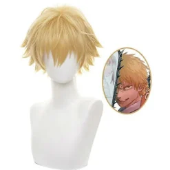 [LCS]Chainsaw Man Denji Cosplay Kostume Paryk Mænd Anime Halloween Gyldent Kort Hår White
